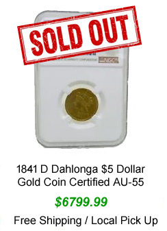 1841 D $5 Dollar Liberty Head Gold Coin